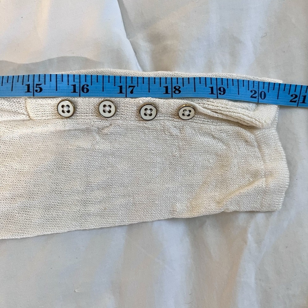 J. McLaughlin Size XS Ivory 3/4 Sleeve Gold Button Open Cardigan Sweater - Picture 9 of 9